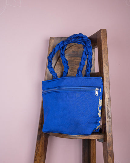 Raw Silk Flower Design Handbag - 10 inch - WBG1900