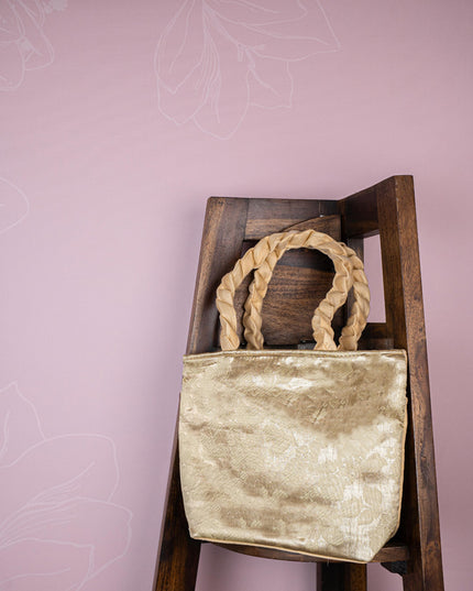 Raw Silk Flower Design Handbag - 10 inch - WBG1900