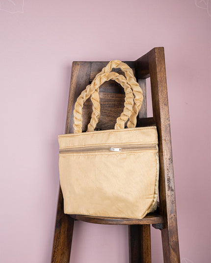 Raw Silk Flower Design Handbag - 10 inch - WBG1900