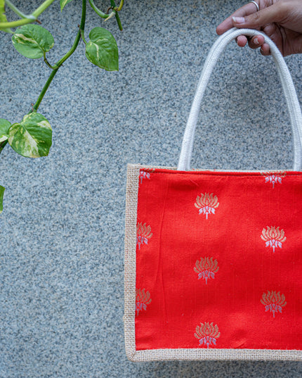 Raw Silk Jute Bag - 10x8 inch - WBG1911-1