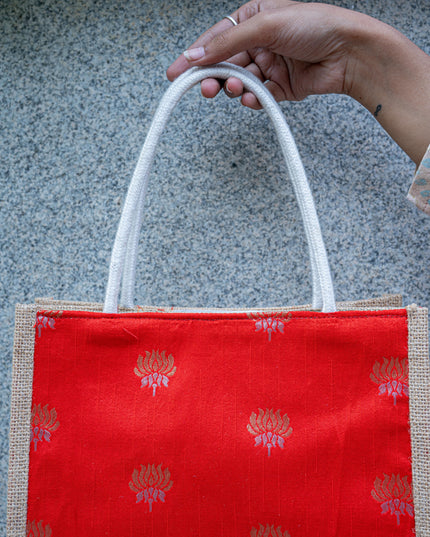 Raw Silk Jute Bag - 10x8 inch - WBG1911-1