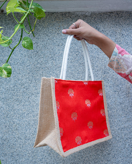 Raw Silk Jute Bag - 10x8 inch - WBG1911-1