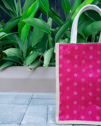 Raw Silk Jute Bag - 12x10 inch - WBG1914