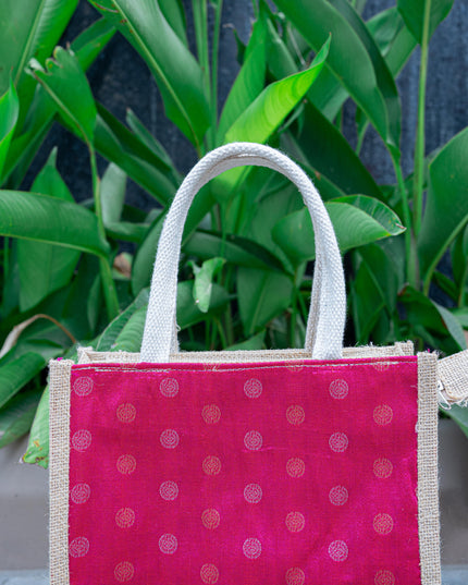 Raw Silk Jute Bag - 12x10 inch - WBG1914