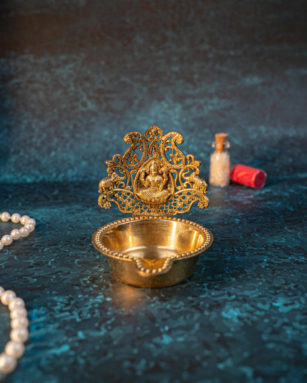 Brass Gajalakshmi Diya - 3 inch - WBG1916