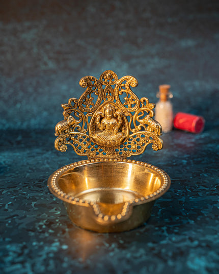 Brass Gajalakshmi Diya - 3 inch - WBG1916