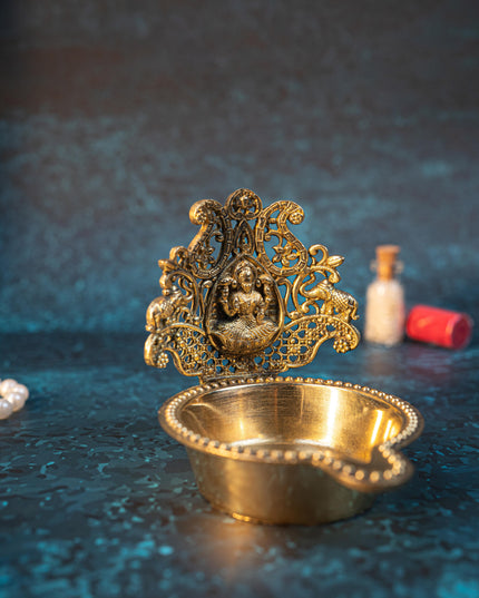 Brass Gajalakshmi Diya - 3 inch - WBG1916