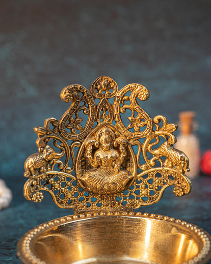 Brass Gajalakshmi Diya - 3 inch - WBG1916