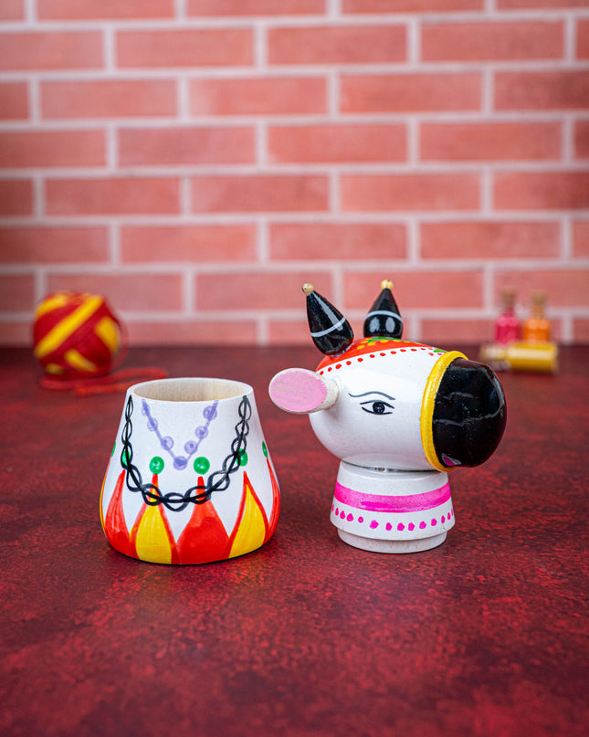 Kondapalli - Nandi Kumkum Box - 4 inch - WBG1926