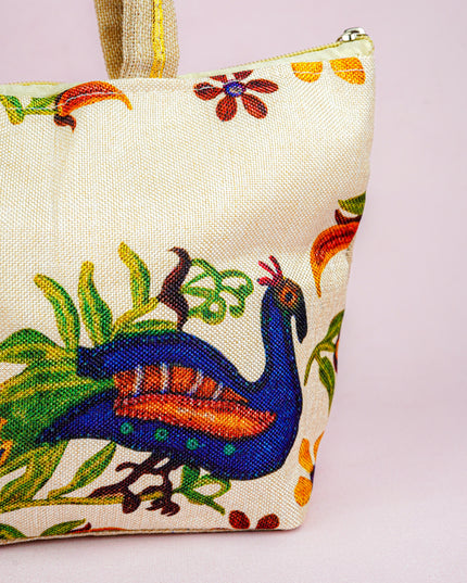 Handbag with Peacock Print - 10x7 inch - WBG1932