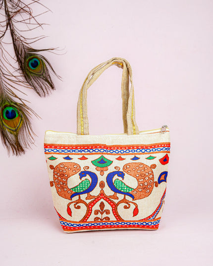 Handbag with Peacock Print - 10x7 inch - WBG1932