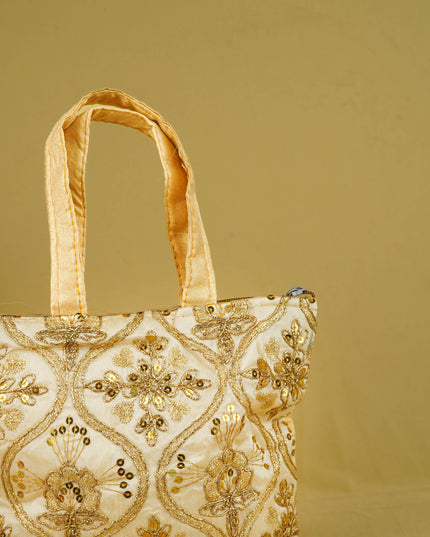 Golden Embroidery Handbag - 8 inch - WBG1946