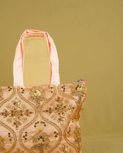 Golden Embroidery Handbag - 8 inch - WBG1946