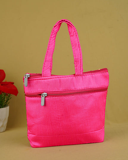 Golden Embroidery Handbag - 8 inch - WBG1946