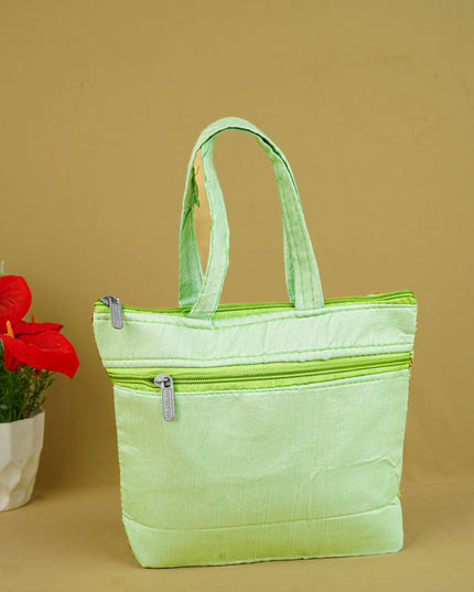 Golden Embroidery Handbag - 8 inch - WBG1946