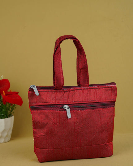 Golden Embroidery Handbag - 8 inch - WBG1946