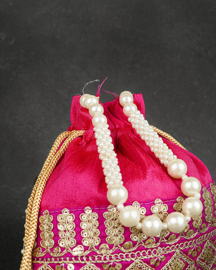 Potli Bag with Layered Embroidery Work  - 9 inch - WBG1947