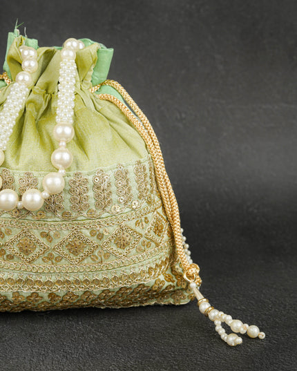 Potli Bag with Layered Embroidery Work  - 9 inch - WBG1947