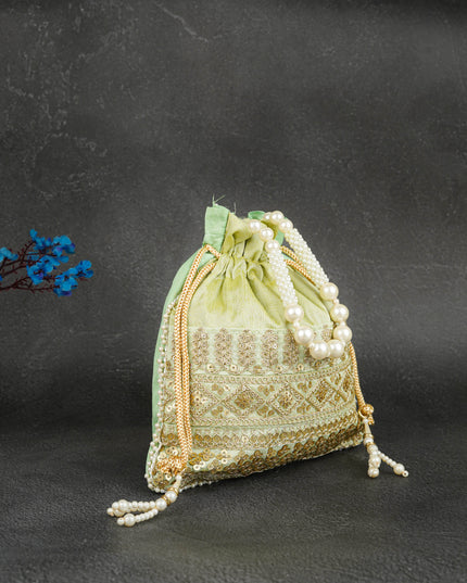 Potli Bag with Layered Embroidery Work  - 9 inch - WBG1947