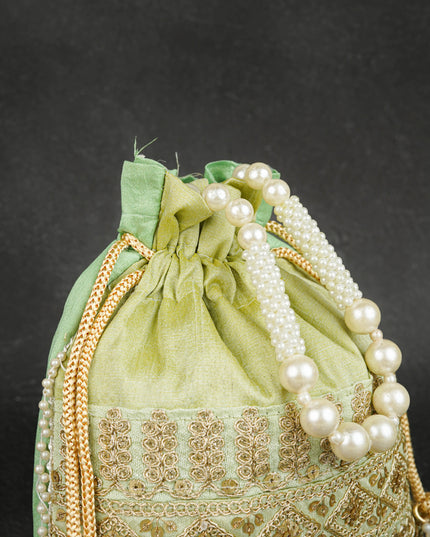 Potli Bag with Layered Embroidery Work  - 9 inch - WBG1947