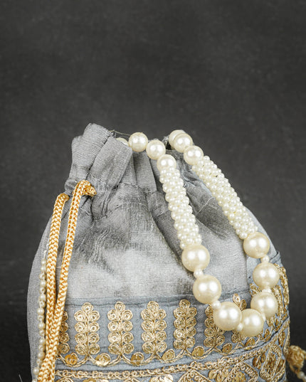 Potli Bag with Layered Embroidery Work  - 9 inch - WBG1947