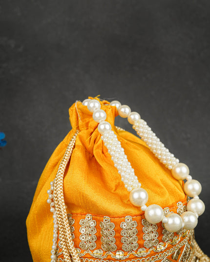 Potli Bag with Layered Embroidery Work  - 9 inch - WBG1947