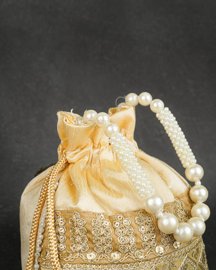 Potli Bag with Layered Embroidery Work  - 9 inch - WBG1947