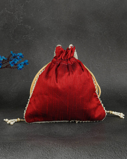 Potli Bag with Layered Embroidery Work  - 9 inch - WBG1947