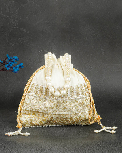 Potli Bag with Layered Embroidery Work  - 9 inch - WBG1947