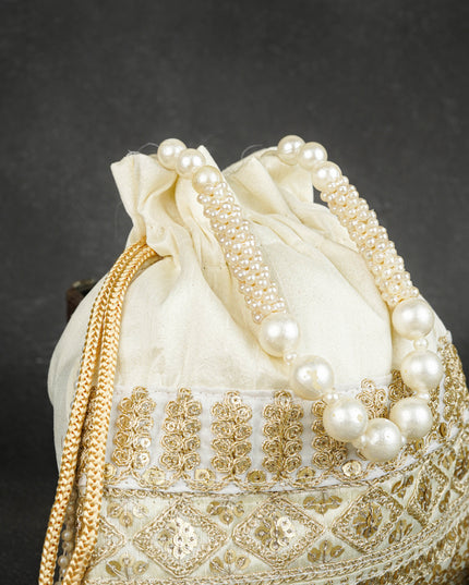 Potli Bag with Layered Embroidery Work  - 9 inch - WBG1947