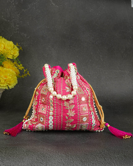 Potli Bag with Chamki Work - 8 inch - WBG1948
