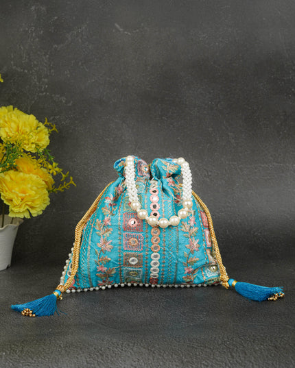 Potli Bag with Chamki Work - 8 inch - WBG1948