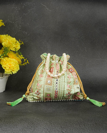 Potli Bag with Chamki Work - 8 inch - WBG1948