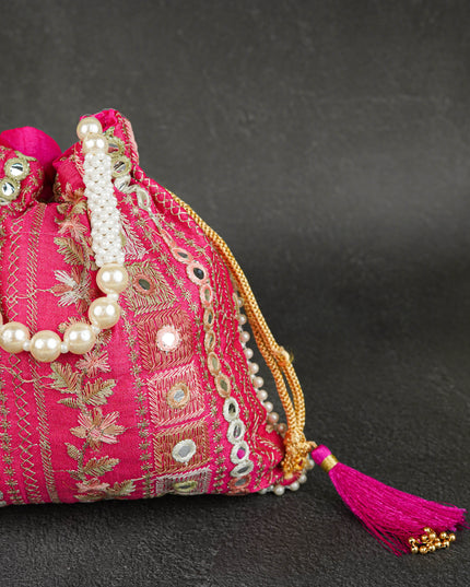 Potli Bag with Chamki Work - 8 inch - WBG1948