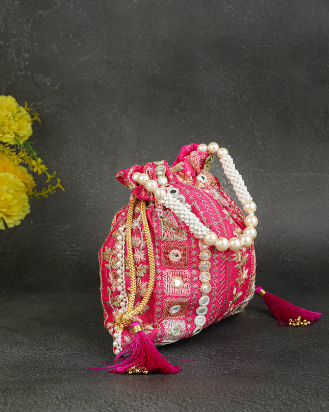 Potli Bag with Chamki Work - 8 inch - WBG1948