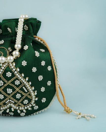 Potli Bag with Beads Work - 9 inch - WBG1950