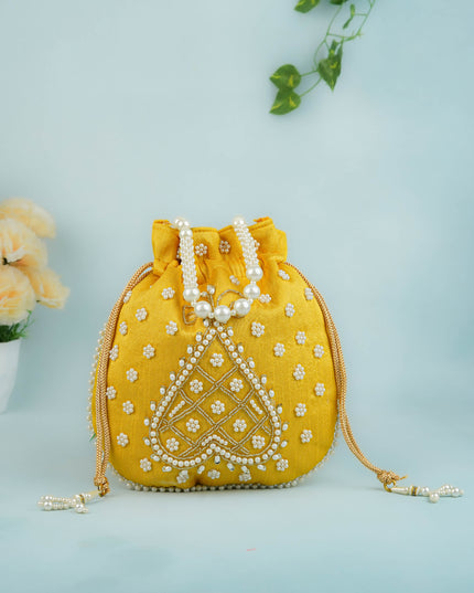 Potli Bag with Beads Work - 9 inch - WBG1950