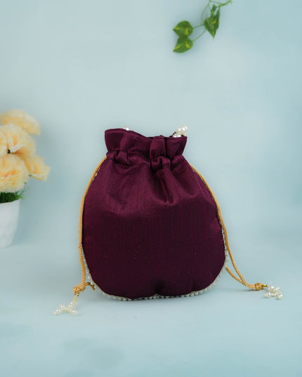 Potli Bag with Beads Work - 9 inch - WBG1950