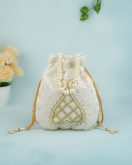 Potli Bag with Beads Work - 9 inch - WBG1950