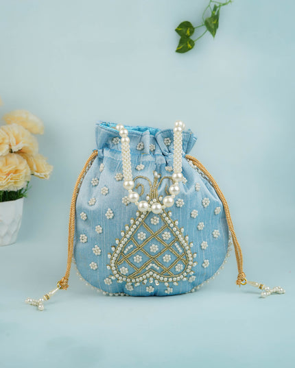 Potli Bag with Beads Work - 9 inch - WBG1950