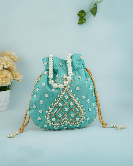 Potli Bag with Beads Work - 9 inch - WBG1950