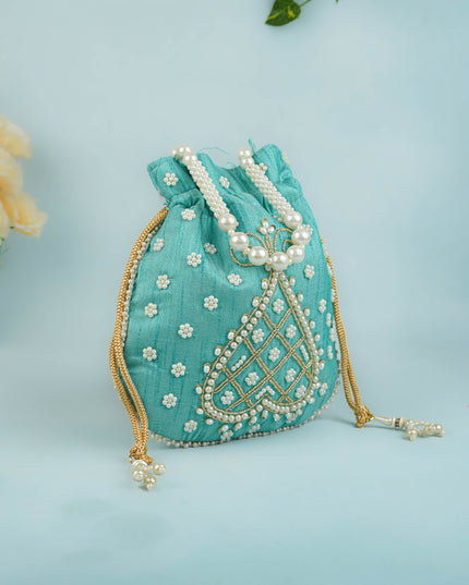 Potli Bag with Beads Work - 9 inch - WBG1950