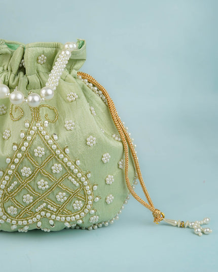 Potli Bag with Beads Work - 9 inch - WBG1950