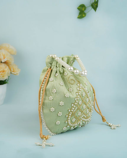 Potli Bag with Beads Work - 9 inch - WBG1950