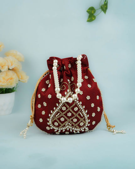 Potli Bag with Beads Work - 9 inch - WBG1950