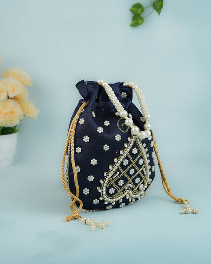 Potli Bag with Beads Work - 9 inch - WBG1950