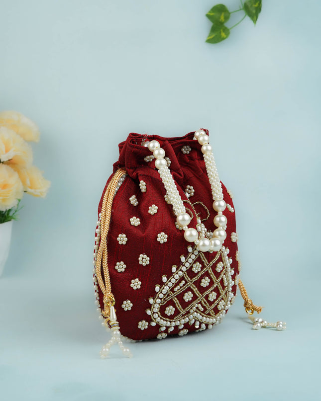 Potli Bag with Beads Work - 9 inch - WBG1950