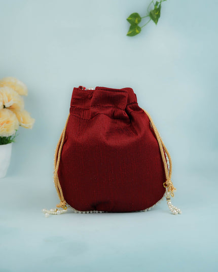 Potli Bag with Beads Work - 9 inch - WBG1950