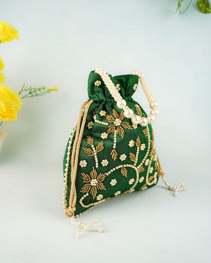 Potli Bag with Beads Work - 9 inch - WBG1951
