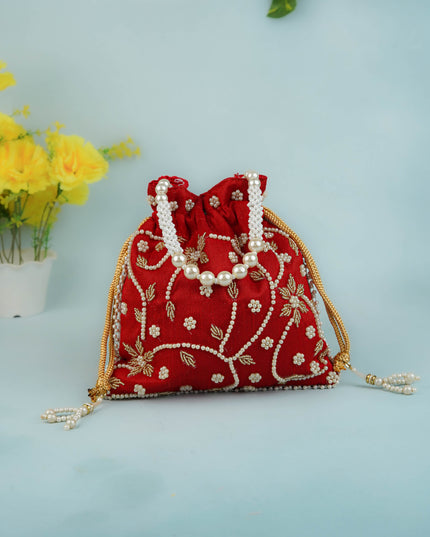 Potli Bag with Beads Work - 9 inch - WBG1951